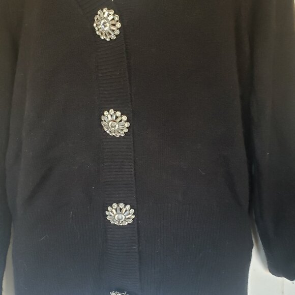 Black Sweater Express with Rhinestone buttons Size M - Picture 3 of 4